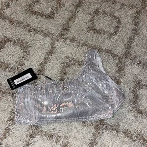 Sparkling Silver Crop Top BRAND NEW